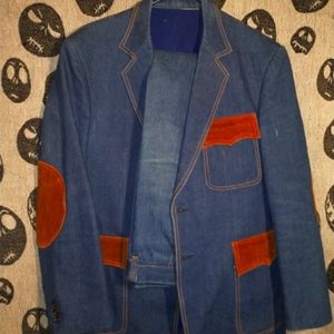 70's Vintage Denim Suit with Sunglasses